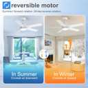 52 Inch White Ceiling Fan with Light and Remote Control,Dimmable 3 Color Temperatures LED Ceiling Fan,6 Speeds Reversible DC Motor,5 Blades Modern Ceiling Fans for Indoor or Covered Outdoor