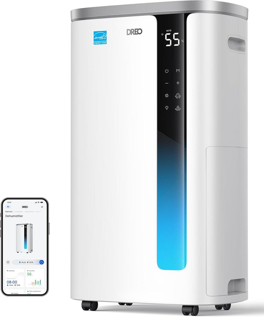 DREO Max 73 Pint Smart Dehumidifier(Energy Star 2026), 7L Large Water Tank, Quiet 42dB for Basement, Home & Large Room up to 2000 Sq Ft, Drain Hose Included, Auto Humidity Control, 3 Fan Speeds, Timer