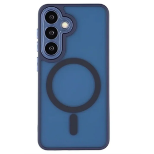 for Samsung Galaxy S25 Case, Matte Magnetic Phone Case with 1 Screen Protector, Support for Magsafe, Translucent Frosted Shockproof Protective Cover for Samsung Galaxy S25, Navy Blue