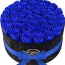 Prifroti 47 Roses in a Luxury Suede Box, Preserved Flowers for Women, Mothers Day Flowers for Mom, Blue