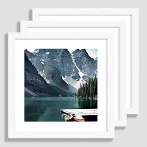 10x10 White Picture Frames set of 3, Made of Wooden and Real Glass Square Photo frame - Displays 8x8 Picture With Mat or 10 x 10 Without Mat, Desktop & Wall Collage Frame set