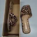 Soda Shoes Women Slip-On Cushioned Sandals H-Band Flat Flip-Flops Slides Square Toe KNIT-S Leopard Cheetah Size 6