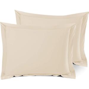 Nestl Soft Pillow Shams Set of 2 - Double Brushed Microfiber Pillow Covers - Hotel Style Premium Bed Pillow Cases, with 1.5 Decorative Flange, Standard 20"x26" - Cream (03 - Beige Cream)