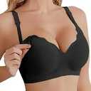 Easybunny Scalloped Nursing Bras for Breastfeeding Seamless Wireless Maternity Bras for Pregnancy Soft Sleep Support Bra S