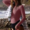 LASLULU Womens Long Sleeve Workout Tops Crop Tops Crew Neck Ribbed Slim Fitted Breathable Running Yoga Going Out T-Shirts (S)