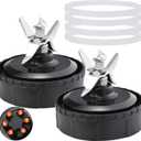 Blender Blade Fit for Ninja, Replacement Parts 6 Fin Male Blades with 4 Rubber Gaskets, Blender Accessories Compatible with Ninja Auto IQ BL620C BL660 BL740 BL780 QB3000, Only Fit 16oz Cups(2 Pack)