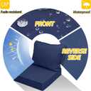AAAAAcessories Outdoor Seat Cushions for Chairs, Fade-Resistant, Waterproof Patio Furniture Replacement Cushions, 24" x 24" x 5" + 24" x 19", Set of 2, Navy Blue