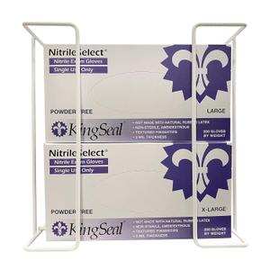 1 Each | Disposable Glove or Tissue Box Holder, Double (2-Box) Glove Rack, Wall Mounted Universal Box Holder, for Larger Sized Boxes, White - 1 Glove Rack
