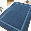 OLANLY Front Door Mat Outside 59x40, All-Season Heavy-Duty Rubber Doormat, Light Blue