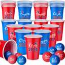 Chuangdi 30 Pieces Graduation Party Game Set 16 oz Blue and Red Class of 2026 Plastic Cups with 8 Pcs Congrats Grad Balls for 2026 Graduation High School College Grad Game Party Decorations Supplies
