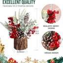 hatisan Small Christmas Tree, Artificial Christmas Tree with Christmas Ornaments Pine Cone Berry, Tabletop Christmas Tree for Christmas Decorations Home Room Party Winter Indoor Outdoor((Red-Round)