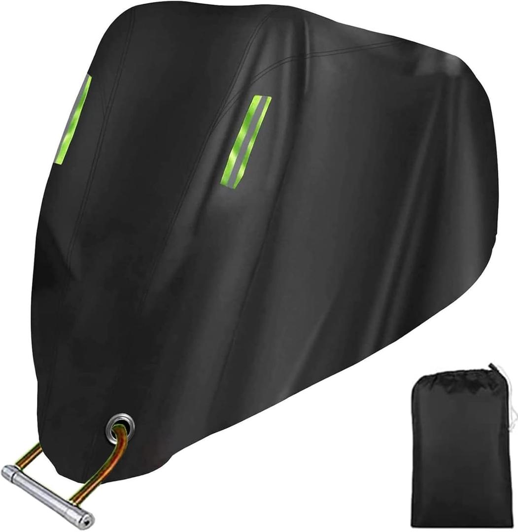 Motorcycle Cover All Season,Universal Weather Quality Waterproof Sun Outdoor Protection Scooter Shelter Tear Proof Night Reflective & Lock-Holes Storage Bag Fits up to 105" Motorcycles Vehicle
