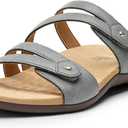 Rihero Arch Support Sandals Women's Orthopedic Comfortable Casual Orthotic Slide Sandals with Adjustable Strap for Summer Walking Grey Size 9