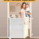 Retractable Baby Gate for Stairs & Doorways, 55" Wide x 33.6" Tall Easy Installation Mesh Dog Gate for Indoor & Outdoor Use,Pet and Dog Safety Gate for Hallways(White)