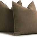 ZWJD Rustic Brown Pillow Covers 20x20 Set of 2 Chenille Throw Pillow Covers with Elegant Design Soft and Luxurious Decorative Throw Pillows for Couch, Bed, and Home Decor