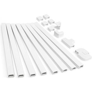 126in Cord Hider Kit, ZhiYo Cord Covers for Wall Mounted TV, Paintable Wire Cover for Cords, TV Cable Hider Wall Kit, Wall Cord Concealer, Cable Cover Wall Wire Management, 8xL15.7in W0.95in H0.55in (Medium, White)