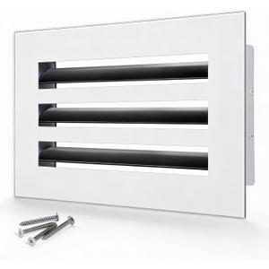 10x6 Modern AC Vent Cover Decorative Air Vent Register Grille, Linear Slot Diffuser, Adjustable Airflow, Quiet Operation, HVAC Vent Cover for Ceiling, Wall & Floor, White Aluminum Alloy