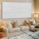 GAIDUOMAI Large Abstract Wall Decor White Line Wall Art Textured Minimalist Poster Contemporary Wall Painting for Living Room Office Bedroom 29"x 58" Hallway Decor