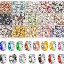 900 Pieces Rondelle Spacer Beads for Jewelry Making, 8mm Rhinestone Spacer Beads Crystal Bead Spacers for Bracelets, Focal Beads for Pen, 15 Colors