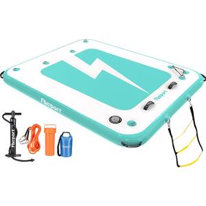 FBSPORT Inflatable Floating Dock, 10ft 8ft 6ft Inflatable Air Dock Platform for Lake Floating Island Raft with Non-Slip Surface, Inflatable Water Floating Dock Mat for Pool Beach Ocean (6x5x0.5 ft)