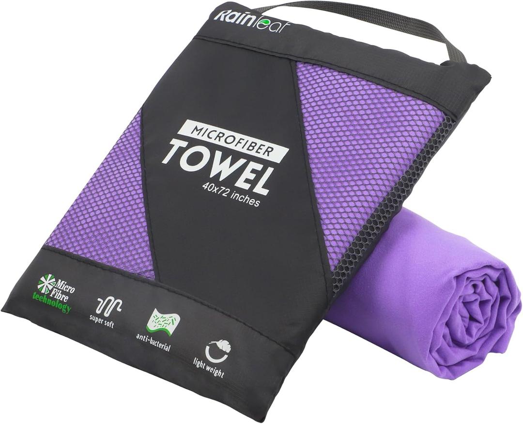 Rainleaf Microfiber Towel Perfect Travel & Gym & Camping Towel. Quick Dry - Super Absorbent - Ultra Compact - Lightweight. Suitable for Trip, Beach, Shower, Backpacking, Pool (48.00" x 24.00", Violet)