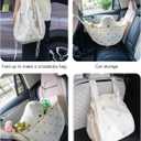 LEGDOR Car storage bag Cartoon bear Car seat back multifunctional storage Rear seat storage hanging bag Car hanging storage bag (Off white)