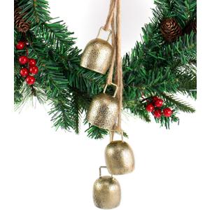 Metal Vintage Christmas Bell with Jute Hanging Rope, Decorative Hanging Bell for Weddings, Parties, Christmas Wreaths, Home Decor