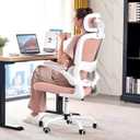 TRALT Office Chair Ergonomic Desk Chair, 330 LBS Home Mesh Office Desk Chairs with Wheels, Comfortable Gaming Chair, High Back Office Chair for Long Hours (Pink)