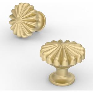 Asidrama 10 Pack Brushed Gold Kitchen Cabinet Knobs - Dresser & Drawer Knobs - Zinc Cabinet Hardware (Single Hole Knob)