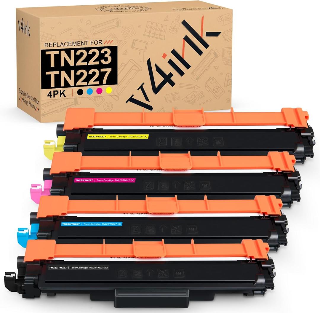 TN227 High Yield Toner Cartridge 4 Pack Replacement for Brother TN-227 TN223 TN 227BK 227C 227M 227Y Toner for Brother HL L3210CW L3270CDW L3290CDW L3230CDW MFC L3770CDW L3710CW L3750CDW Printers