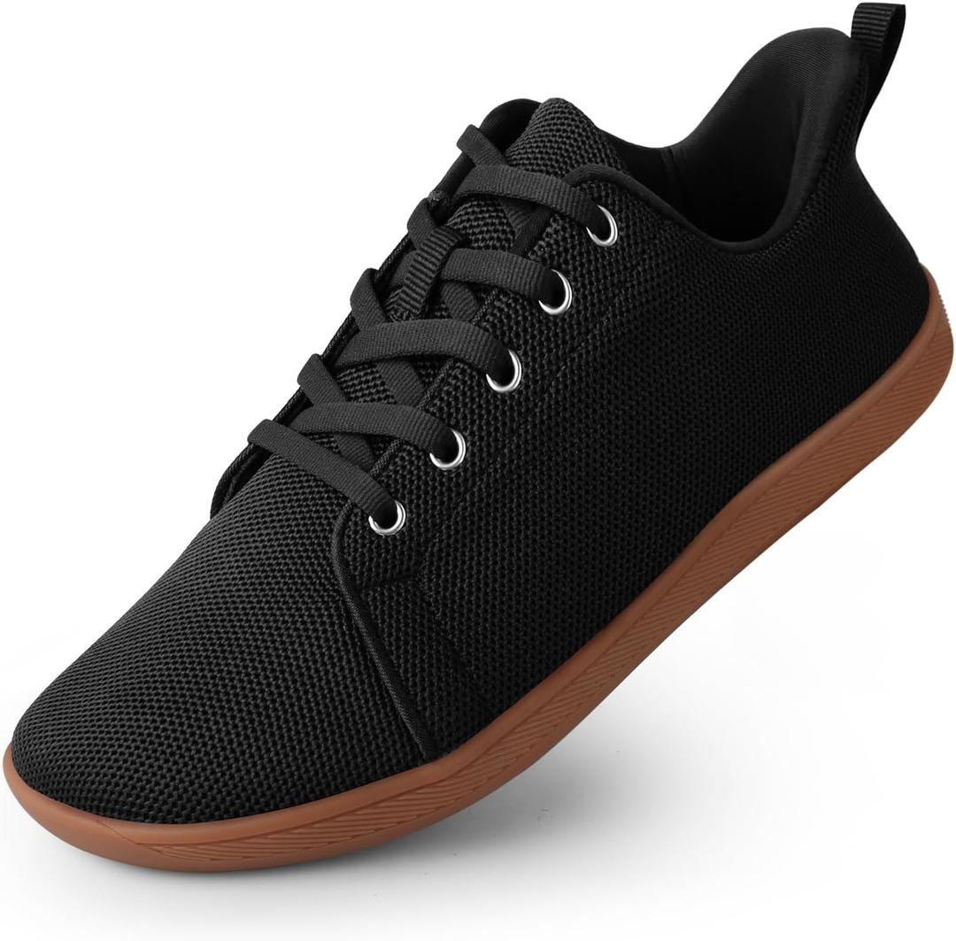 BUHCFBO Wide Toe Barefoot Shoes for Mens Womens Minimalist Cross-Trainer Shoes Walking for Men Women Zero Drop Sole Trail Running Sneakers Tennis Gym Workout,Black 9