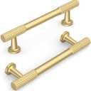 KNOKLOCK 10 Pack 3.75 Inch(96mm) Kitchen Cabinet Handles Brushed Gold Cabinet Pulls Kitchen Cabinet Hardware Drawer Pulls for Cupboard Wardrobe