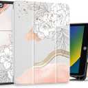 Tuiklol for iPad 10.2 case 2021 Generation 9th Release Built in Pencil Holder-Trifold Stand-Auto Wake/Sleep.TPU Protection Stand Back Cover for 2020 2019 [8th/7th] iPad 10.2 Inch Case,Art Flower