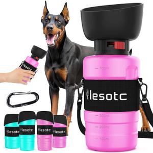 Lesotc Dog Water Bottle, Portable Water Dispenser with Bowl, Leak Proof Pet Travel Water Bottle Puppy Essentials Doggie Stuff Accessories for Outdoor Walking, Hiking, Camping, Size: 28 Ounces