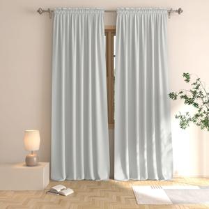 Light Grey Room Darkening Curtains 92 inches Long Window Curtain Panels Living Room Divider Patio Doorway Sliding Glass Door Rod Pocket Thermal Insulated Drapes Bedroom Basement 2 Panels 52"x92"