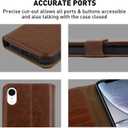 MONASAY Wallet Case Compatible for iPhone XR, 6.1-inch, [Glass Screen Protector Included] [RFID Blocking] Flip Folio Leather Cell Phone Cover with Credit Card Holder, Brown