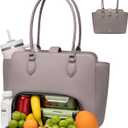 LOVEVOOK Lunch Tote Bag for Women, 2-in-1 Work Tote Bag with Lunch Compartment, Insulated Lunch Bag & 15.6 Inch Laptop Bag for Women, Ideal for Teacher, Nurse and Camping Use, Pink Mud
