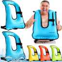 Meooeck 2 Pcs Snorkeling Vest for Adults Safety Inflatable Snorkel Vest for Swim Kayaking Swimming Diving Surfing, Load up to 220 Ibs (Large-X Large, Blue)