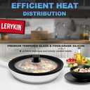 Lerykin Tempered Glass Lid - Universal Lid with Heat Resistant Silicone Rim for Pots, Pans and Skillets - Pan Cover Replacement Lid Fits 10", 11" and 12" Diameter Cookware
