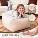 Square Corduroy Pouf Ottoman, Soft Fluffy Foot Stool with Foam Chunk Filling, Floor Pouf & Storage Ottoman for Living Room