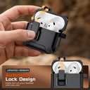 Inesore Compatible with AirPods 4 Generation Case,Secure Lock & Phone Stand Design,Compatible with MagSafe,Automatic Snap Switch Secure Cover for New AirPods 4th (2024)-Black