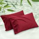 Bedsure Pillow Cases Queen, Cooling Pillow Cases, Rayon Derived from Bamboo Red Pillowcases Queen Size Set of 2, PureWoven Silky Soft Bedding Pillow Covers with Envelope Closure, 20x30 Inches