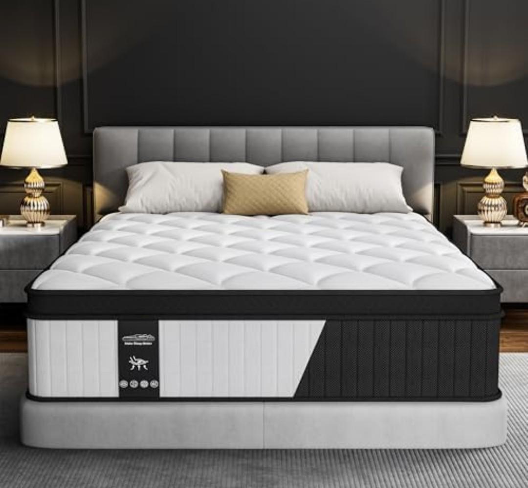 12 Inch Mattress Queen Size - 2026 Upgraded Hybrid Cooling Gel Memory Foam & Pocket Coils, Medium Firm Mattress in a Box for Back Neck Pain Relief, Motion Isolation, Edge Support, Breathable, White