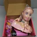 36PCS Doll Head Hair Styling Makeup Toy Set Kids Pretend Play Styling Set with Hairdryer Curling Iron Crown Accessories Beauty Stylist Kit Gifts for 3 4 5 6+ Years Old