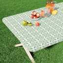 misaya Rectangle Vinyl Table Cloth, Elastic Fitted Flannel Backed Tablecloth, Waterproof Plastic Table Cover Fits 8 Foot Folding Tables for Picnic, Camping, Outdoor (Sage Green, 30" x 96")