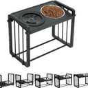 Elevated Dog Bowls 5 Height Adjustable Raised Dog Bowl with Stainless Steel Food Bowls, No Spill Water Bowl Slow Feeder for Large Medium Dogs Pets Adjust to 3.15", 5.51", 7.87",10.24",12.6"