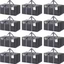 12 Pack Extra Heavy Duty Large Moving Bags with Strong Zipper & Comfortable Handles, Sturdy & Durable Clothes Storage Bags Totes Bins, Packing Moving Boxes for College Supplies, Gray