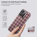 BENKS ArmorVichy Case for iPhone 16 Pro, MagSafe Compatible Slim Protective Case Built with Dupont Kevlar Fiber, Anti-Fingerprint UV Finish, Vichy Check Design, Red