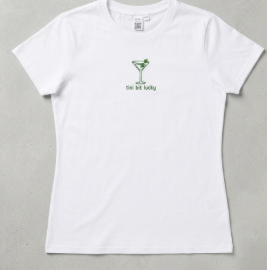 Tini Bit Lucky Funny Martini 8 Ball Patricks Day T-Shirt, XS Ladies