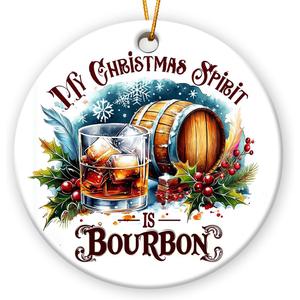 Bourbon Ornament 2025, Bourbon Gifts for Christmas Tree Decorations, Ceramic Ornaments for Hanging Christmas Decorations, Funny Gifts for Women Men, Funny Xmas Ornaments